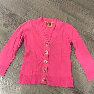 Adorable girls/kids Tory Burch hot pink cardigan. Girls M (like a size 8-10)